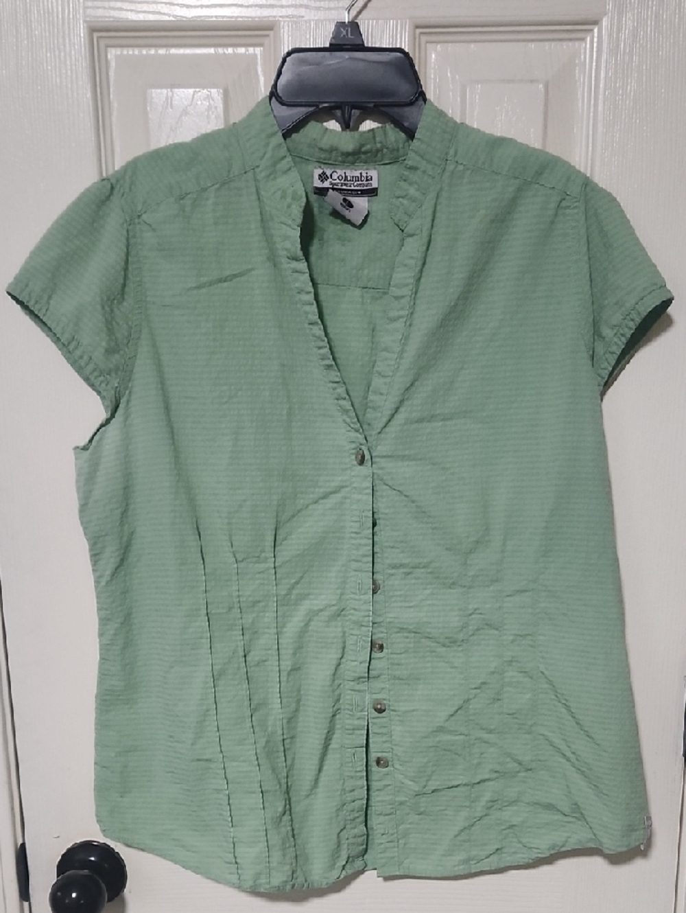 Columbia Light Sage Green Short Sleeve Button-Front Shirt - Picture 3 of 4